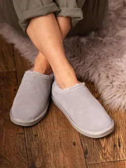Lakeland Leather Ladies Sheepskin Clog Winter Slippers Grey Discount