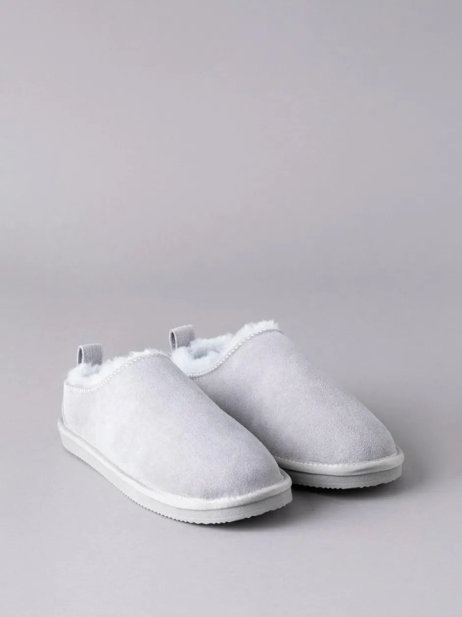 Lakeland Leather Ladies Sheepskin Clog Winter Slippers Grey Discount