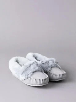 Lakeland Leather Ladies Sheepskin Moccasin Slippers Light Grey Online
