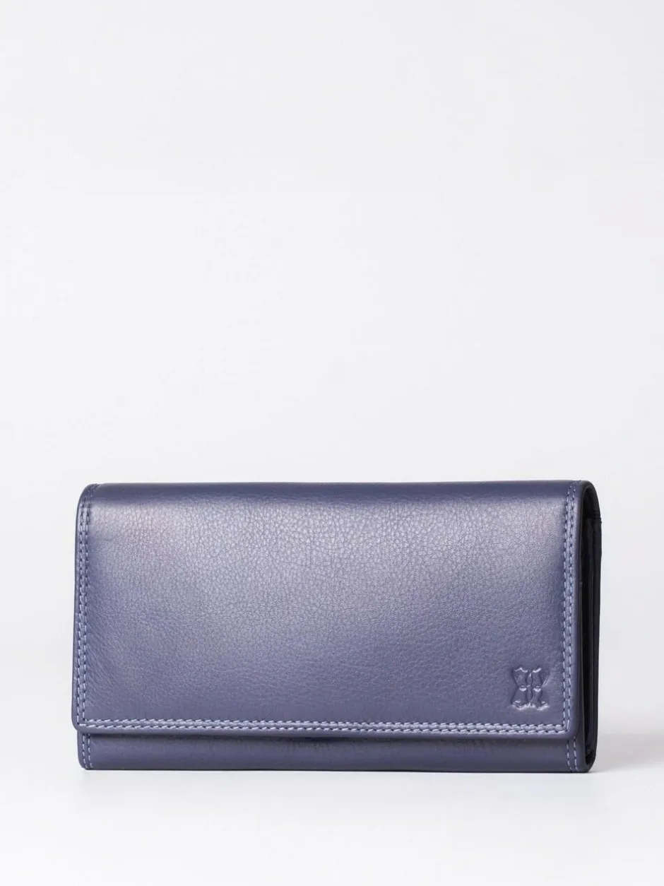 Lakeland Leather Light Purple Large Flapover Purse Sale
