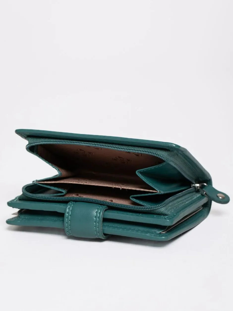 Lakeland Leather Teal Green Small Tab Purse New