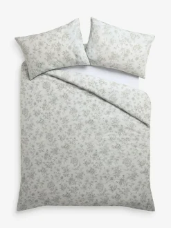 Laura Ashley Green Aneta Floral 100% Cotton Duvet Cover and Pillowcase Set