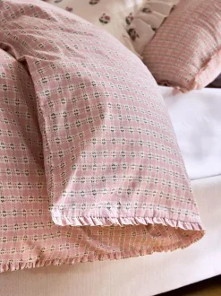 Laura Ashley Pink Cresswell Gingham 100% Cotton Duvet Cover and Pillowcase Set New