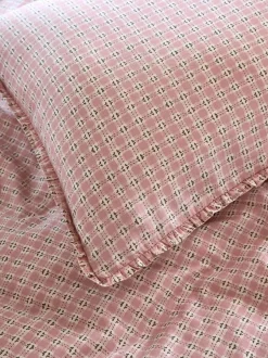 Laura Ashley Pink Cresswell Gingham 100% Cotton Duvet Cover and Pillowcase Set New