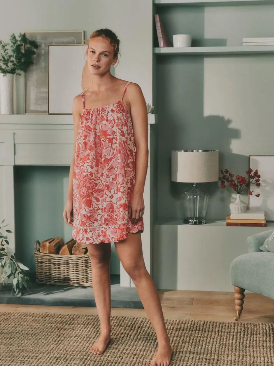 Laura Ashley Pink Peony Cotton Scalloped Slip Nightie Online