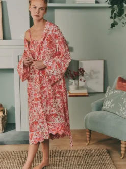 Laura Ashley Pink Peony Cotton Scalloped Slip Nightie Online
