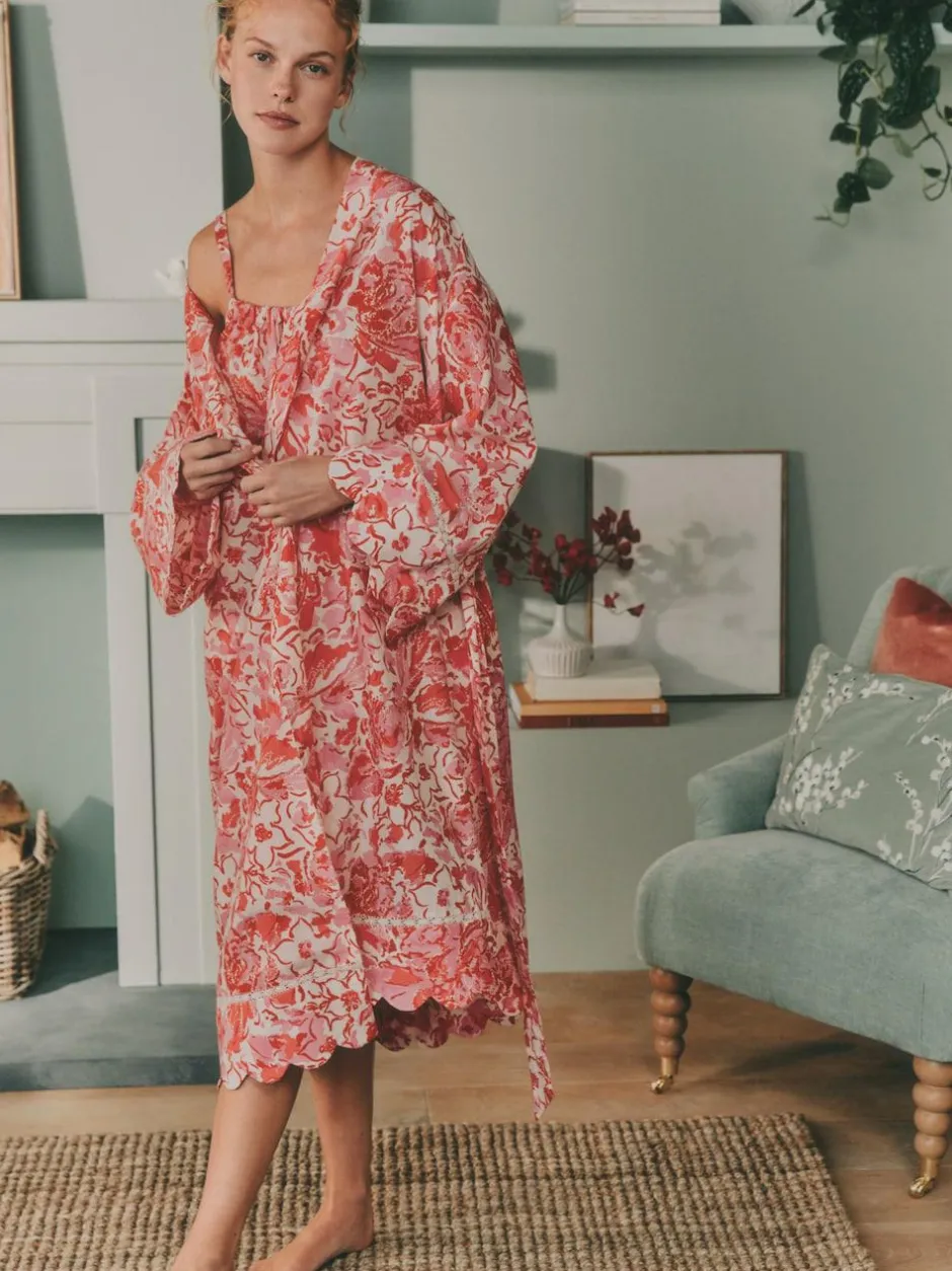 Laura Ashley Pink Peony Cotton Scalloped Slip Nightie Online