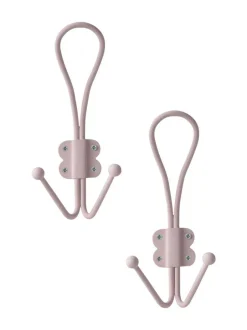 Laura Ashley Set of 2 Metal Double Hooks Dusky Rose Pink Clearance