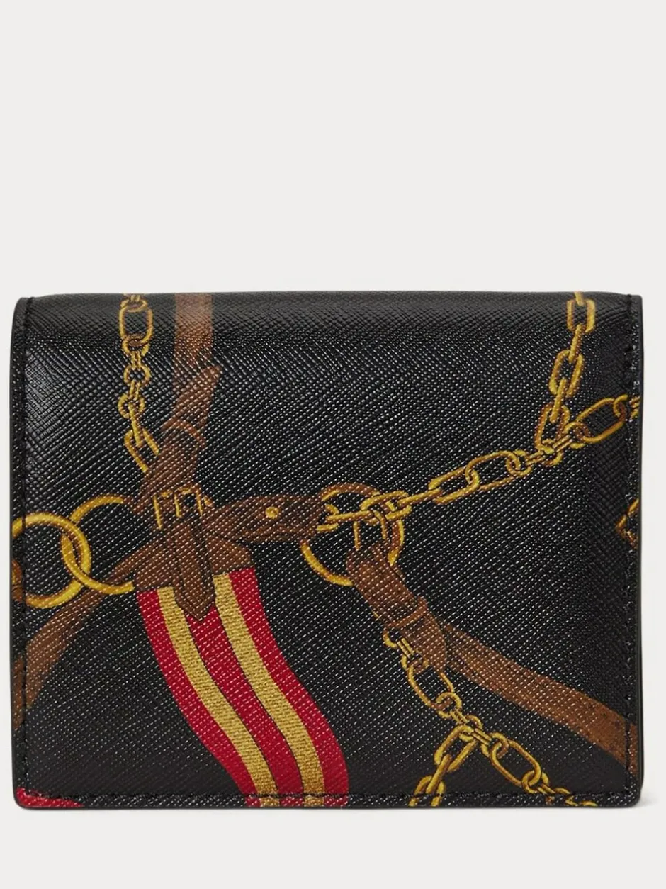 Lauren Ralph Lauren Belting/Blk Belting-Print Leather Compact Wallet Clearance