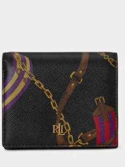 Lauren Ralph Lauren Belting/Blk Belting-Print Leather Compact Wallet Clearance