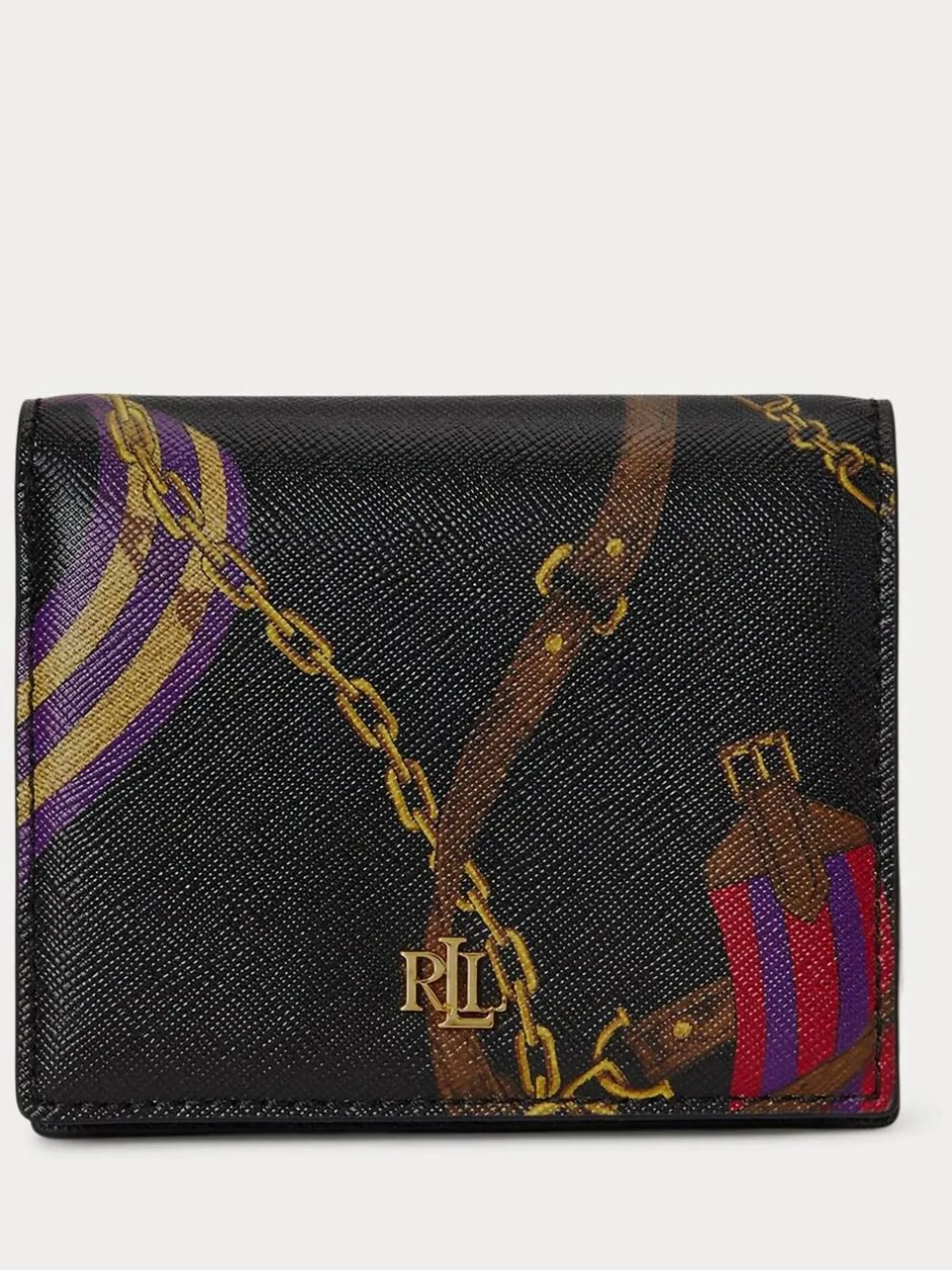 Lauren Ralph Lauren Belting/Blk Belting-Print Leather Compact Wallet Clearance