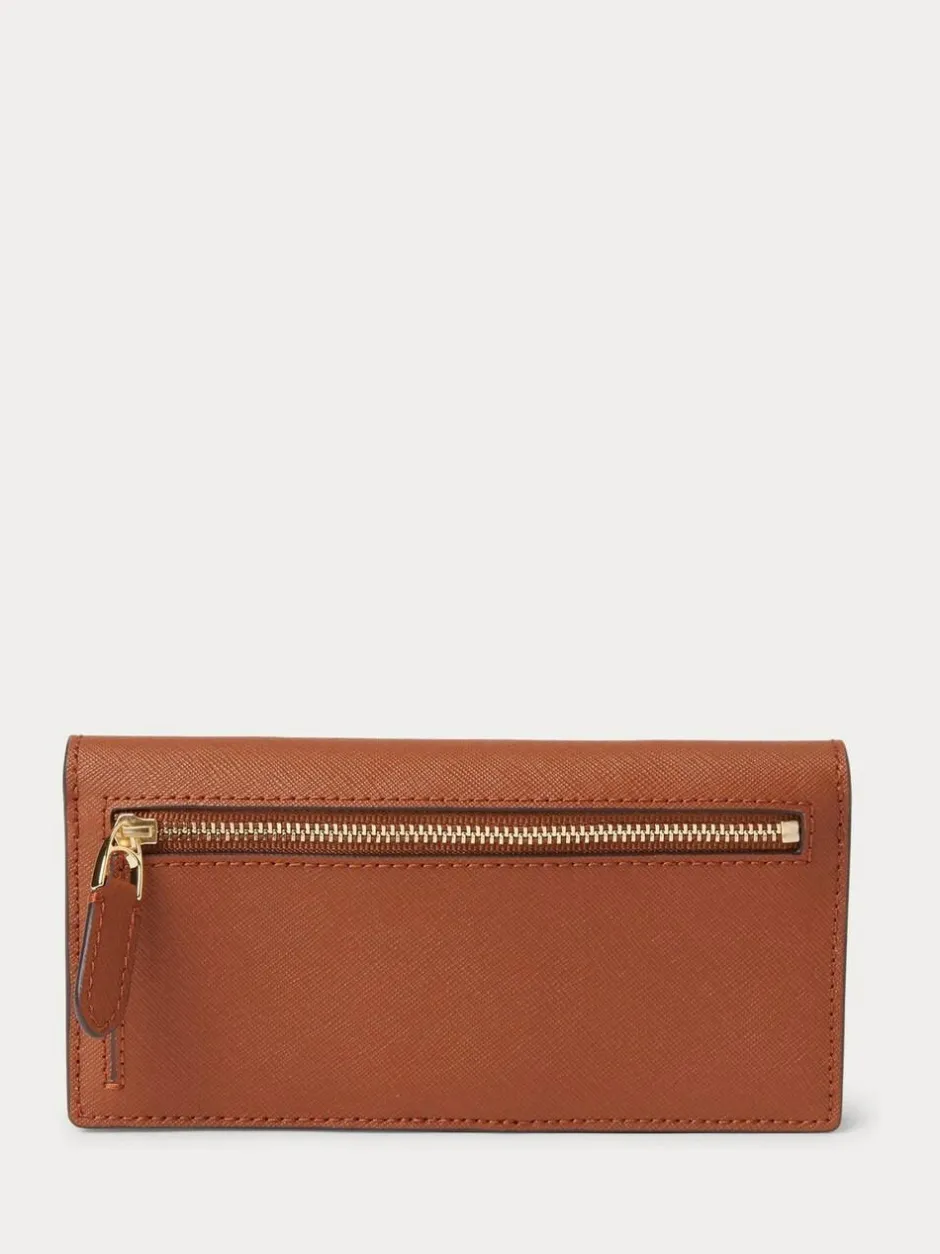 Lauren Ralph Lauren Crosshatch Leather Slim Wallet Lauren Tan Outlet