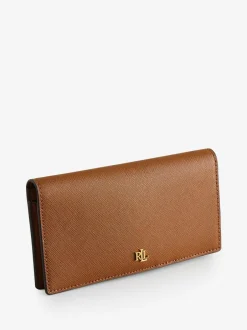 Lauren Ralph Lauren Crosshatch Leather Slim Wallet Lauren Tan Outlet