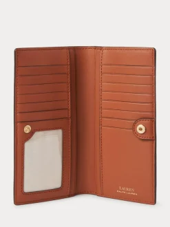 Lauren Ralph Lauren Crosshatch Leather Slim Wallet Lauren Tan Outlet