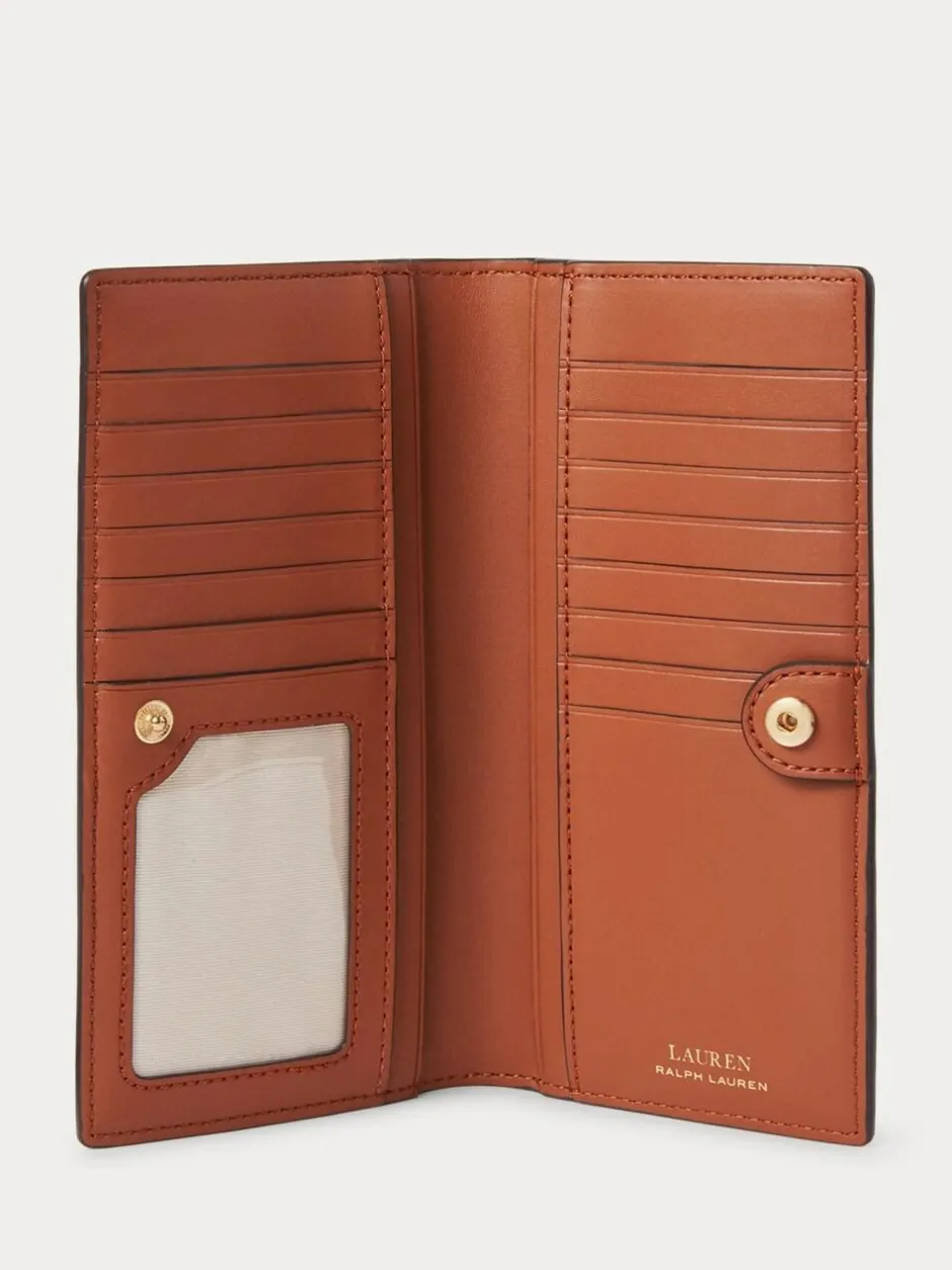 Lauren Ralph Lauren Crosshatch Leather Slim Wallet Lauren Tan Outlet