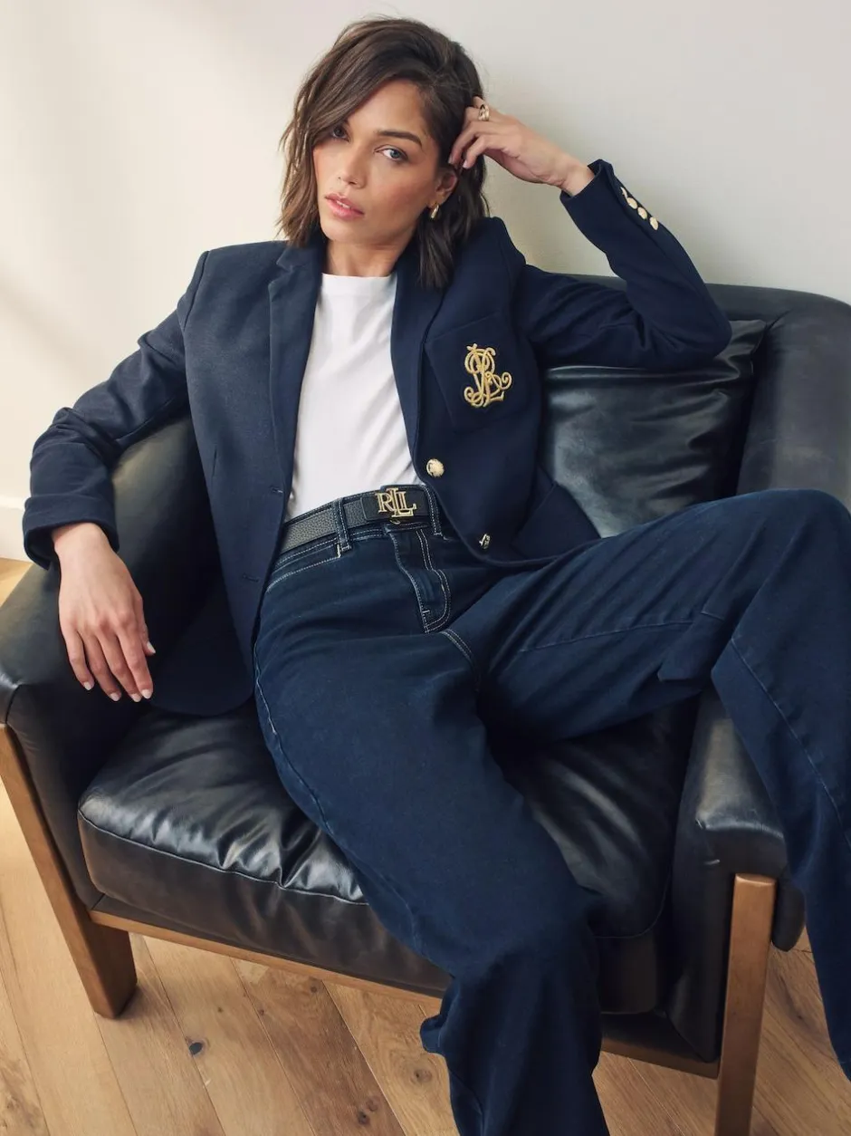 Lauren Ralph Lauren Lauren Navy Anfisa Bullion Jacquard Blazer Hot