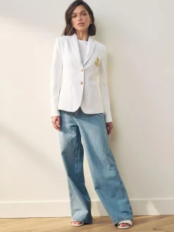 Lauren Ralph Lauren White Anfisa Bullion Jacquard Blazer Discount