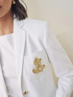 Lauren Ralph Lauren White Anfisa Bullion Jacquard Blazer Discount
