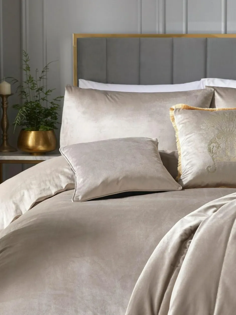 Laurence Llewelyn-Bowen Montrose Velvet Duvet Cover Set Natural New