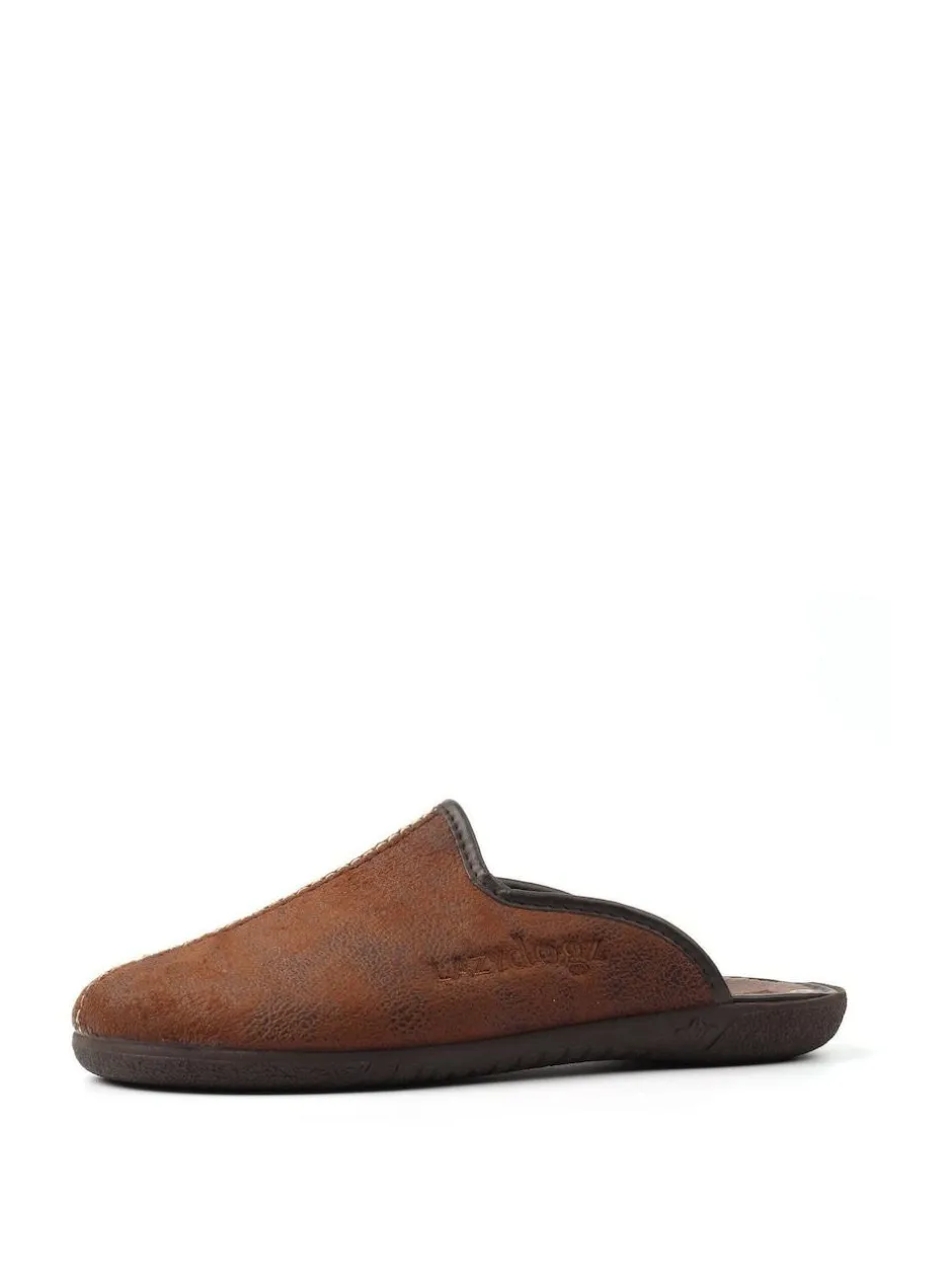 Lazy Dogz Blue Tees II Slip On Mule Slippers Brown Best