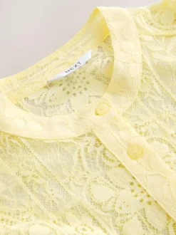 Next Lace Half Sleeve Blouse Lemon Yellow New