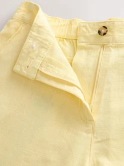 Next Linen Blend Knee Shorts Lemon Yellow