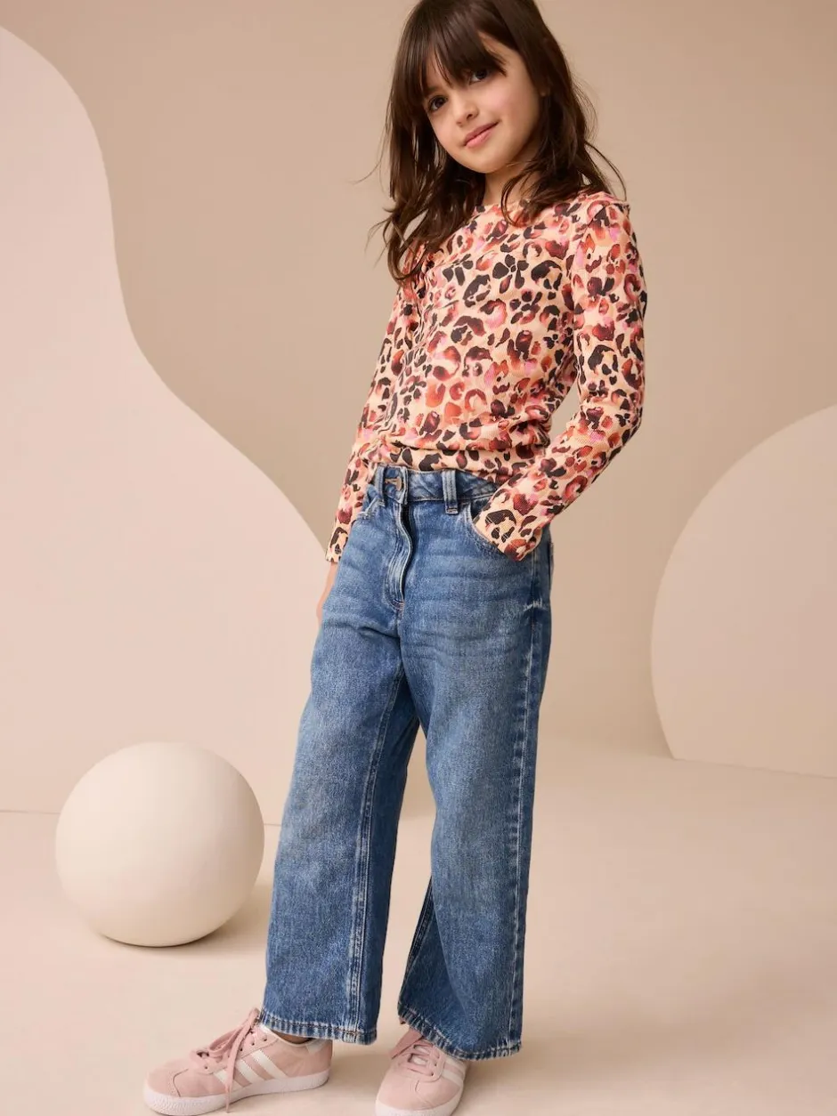 Next Leopard Long Sleeve Ribbed Top (3-16yrs) Best