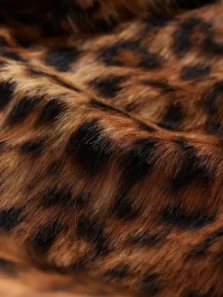 Next Leopard Print Faux Fur Long Coat New