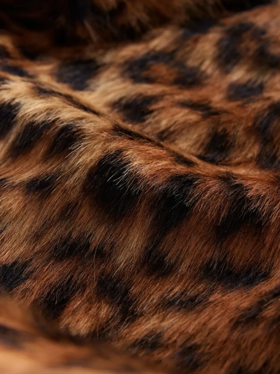 Next Leopard Print Faux Fur Long Coat New