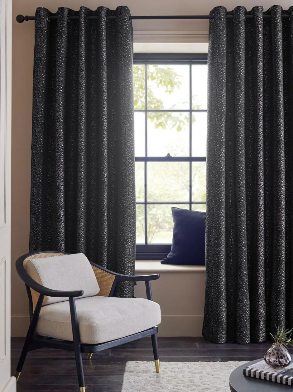 Next Jacquard Eyelet Lined Curtains Leopard Print Outlet