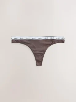 Next Thong Cotton Logo Knickers 4 Pack Leopard Print New