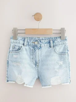 Next 100% Cotton Frayed Edge Distressed Shorts (3-16yrs) Light Blue Best