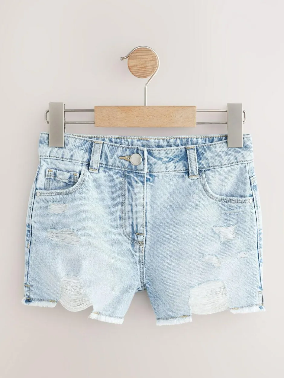 Next 100% Cotton Frayed Edge Distressed Shorts (3-16yrs) Light Blue Best