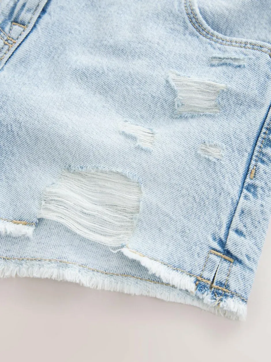 Next 100% Cotton Frayed Edge Distressed Shorts (3-16yrs) Light Blue Best