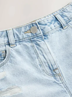 Next 100% Cotton Frayed Edge Distressed Shorts (3-16yrs) Light Blue Best