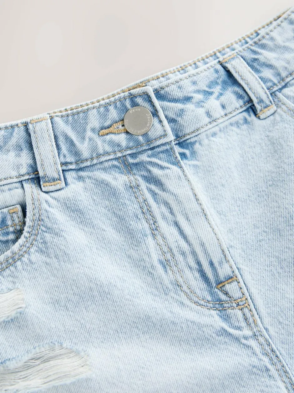 Next 100% Cotton Frayed Edge Distressed Shorts (3-16yrs) Light Blue Best
