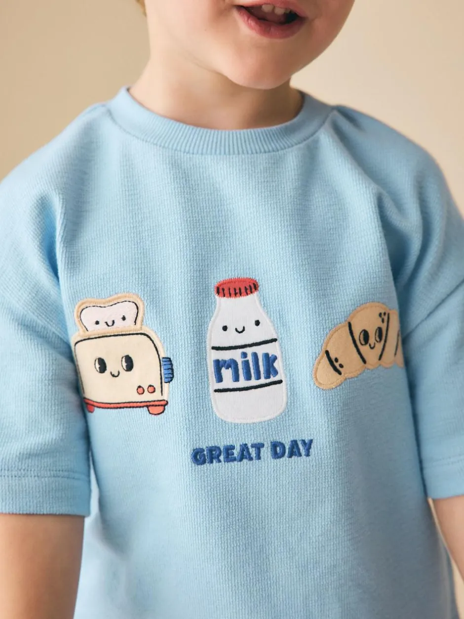 Next Light Blue Breakfast Trio Short Sleeve Appliqué T-Shirt (3mths-7yrs) Best