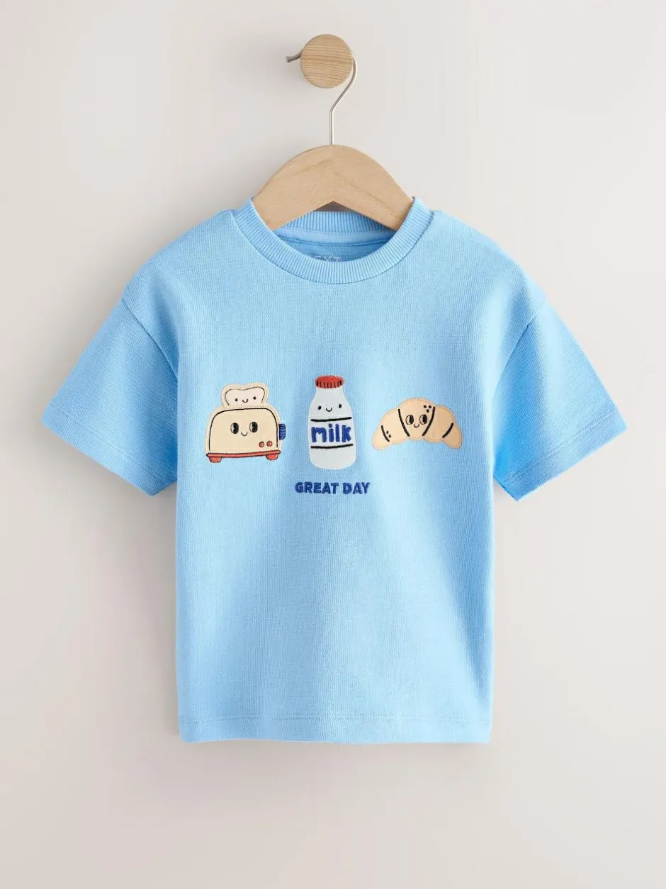 Next Light Blue Breakfast Trio Short Sleeve Appliqué T-Shirt (3mths-7yrs) Best