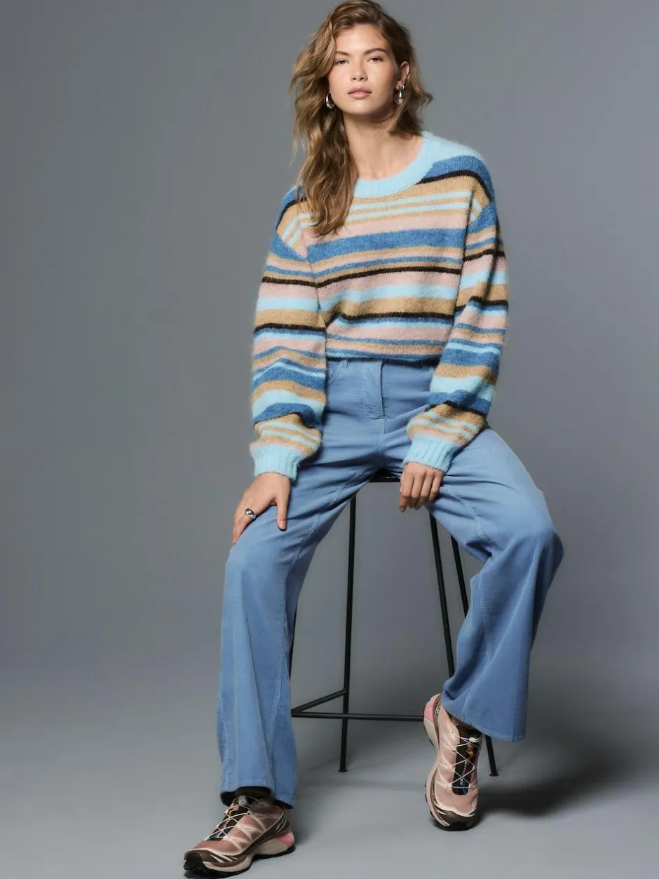 Next Cord Wide Leg Trousers Light Blue