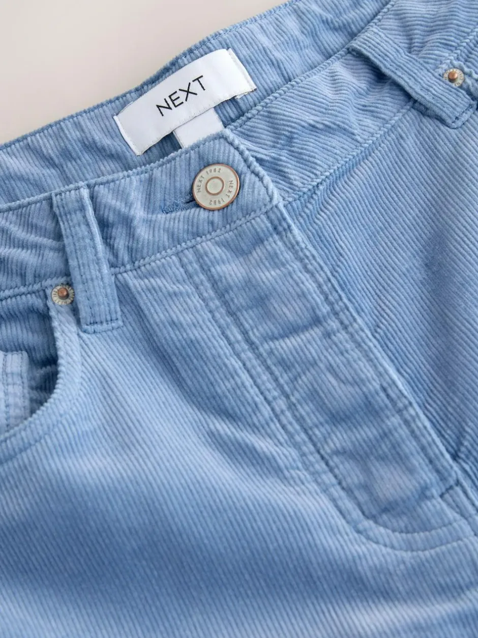 Next Cord Wide Leg Trousers Light Blue