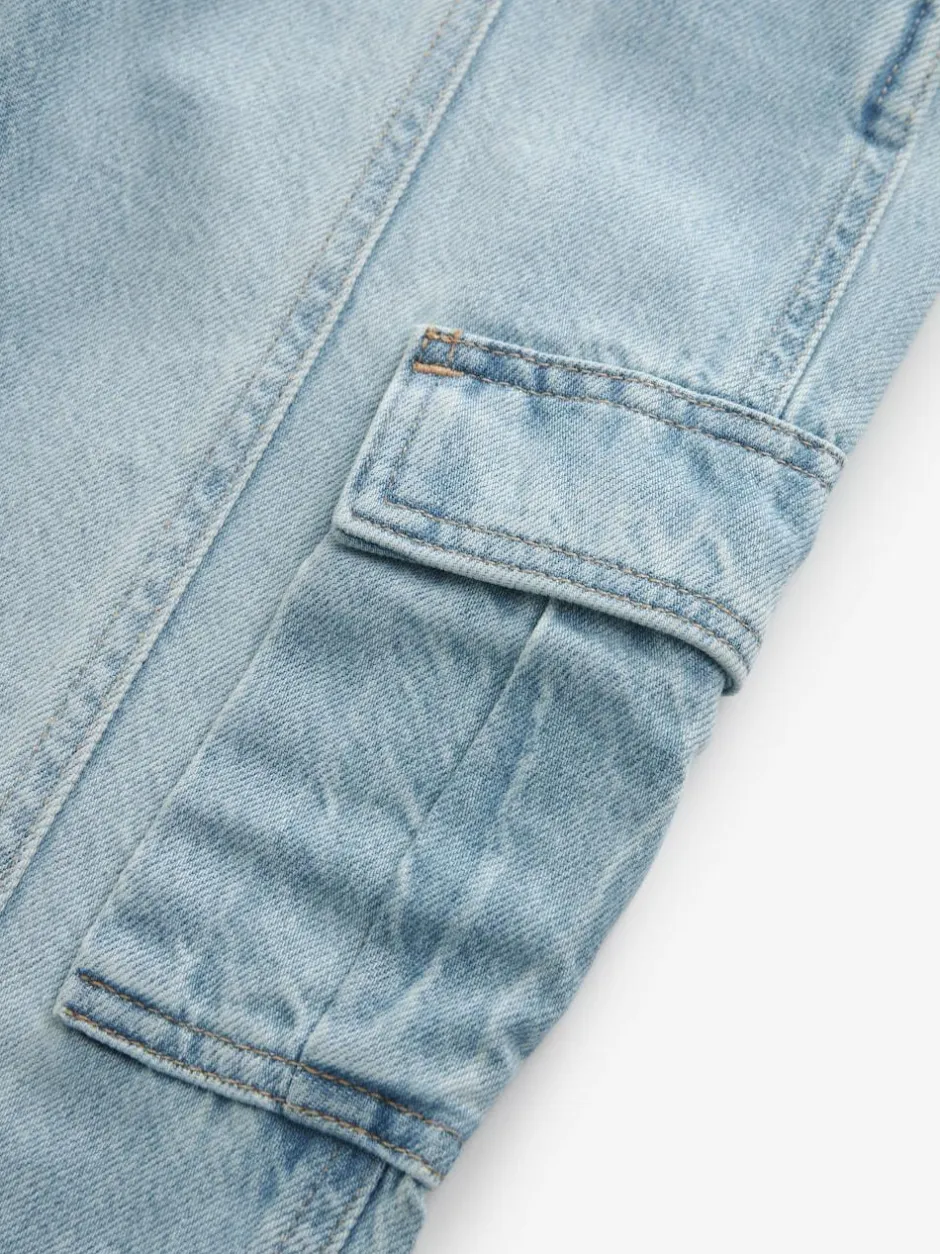 Next Wide Leg Cargo Jeans (3-16yrs) Light Blue Denim Outlet