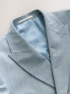 Next Light Blue Double Breasted Check Suit Jacket Best