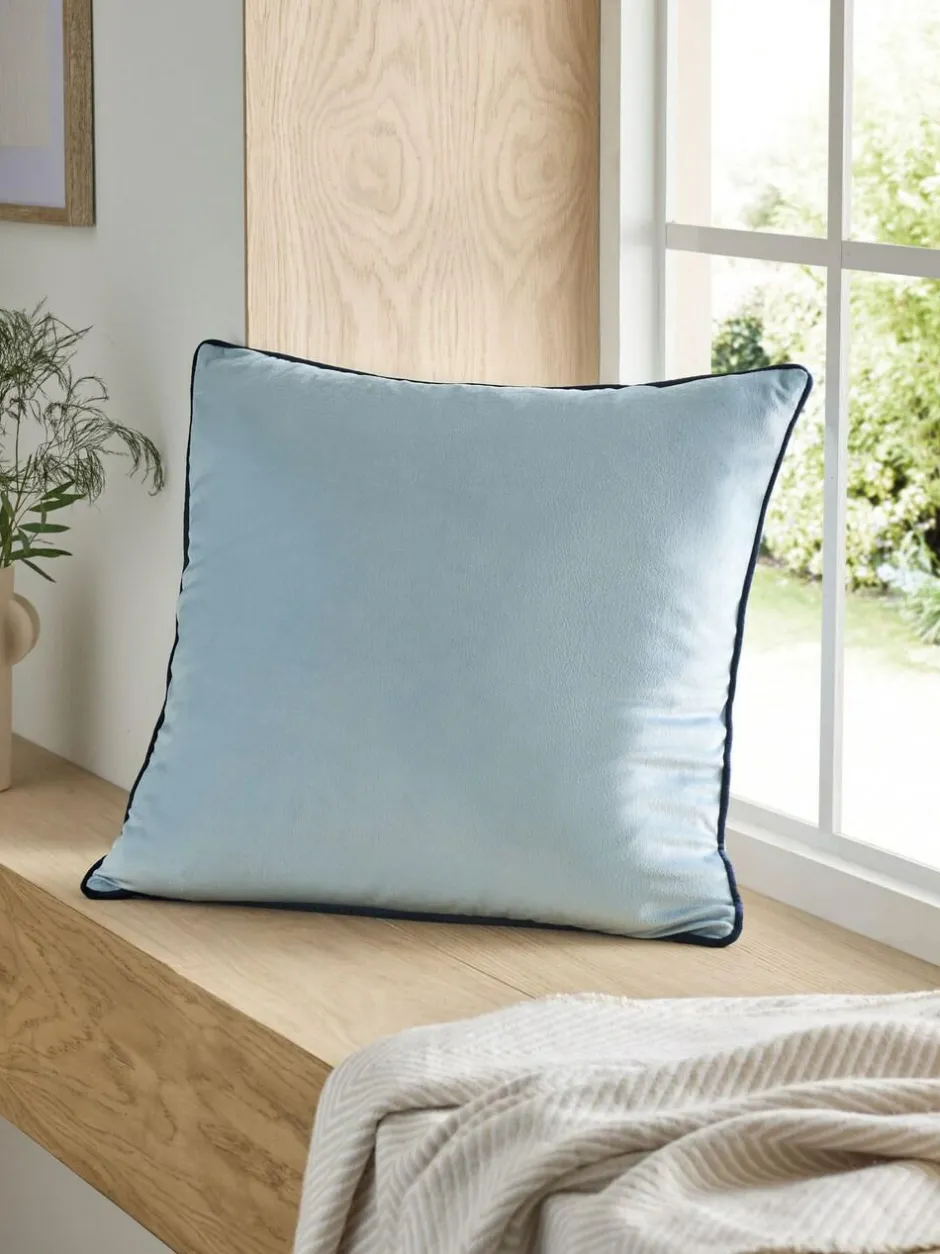Next Light Blue Matte Velvet Contrast Pipe 50 x 50cm Cushion Best