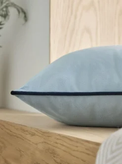 Next Light Blue Matte Velvet Contrast Pipe 50 x 50cm Cushion Best