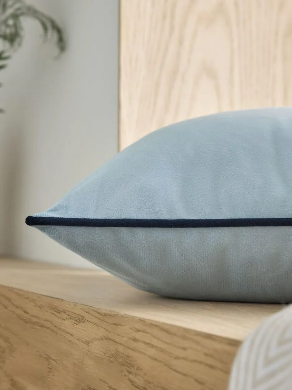Next Light Blue Matte Velvet Contrast Pipe 50 x 50cm Cushion Best