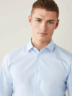 Next Light Blue Regular Fit Easy Care Single Cuff Smart Shirt Hot