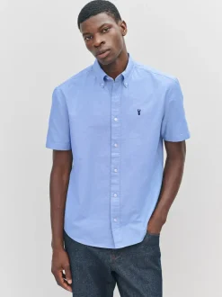 Next Light Blue Regular Fit Short Sleeve Oxford Shirt Sale