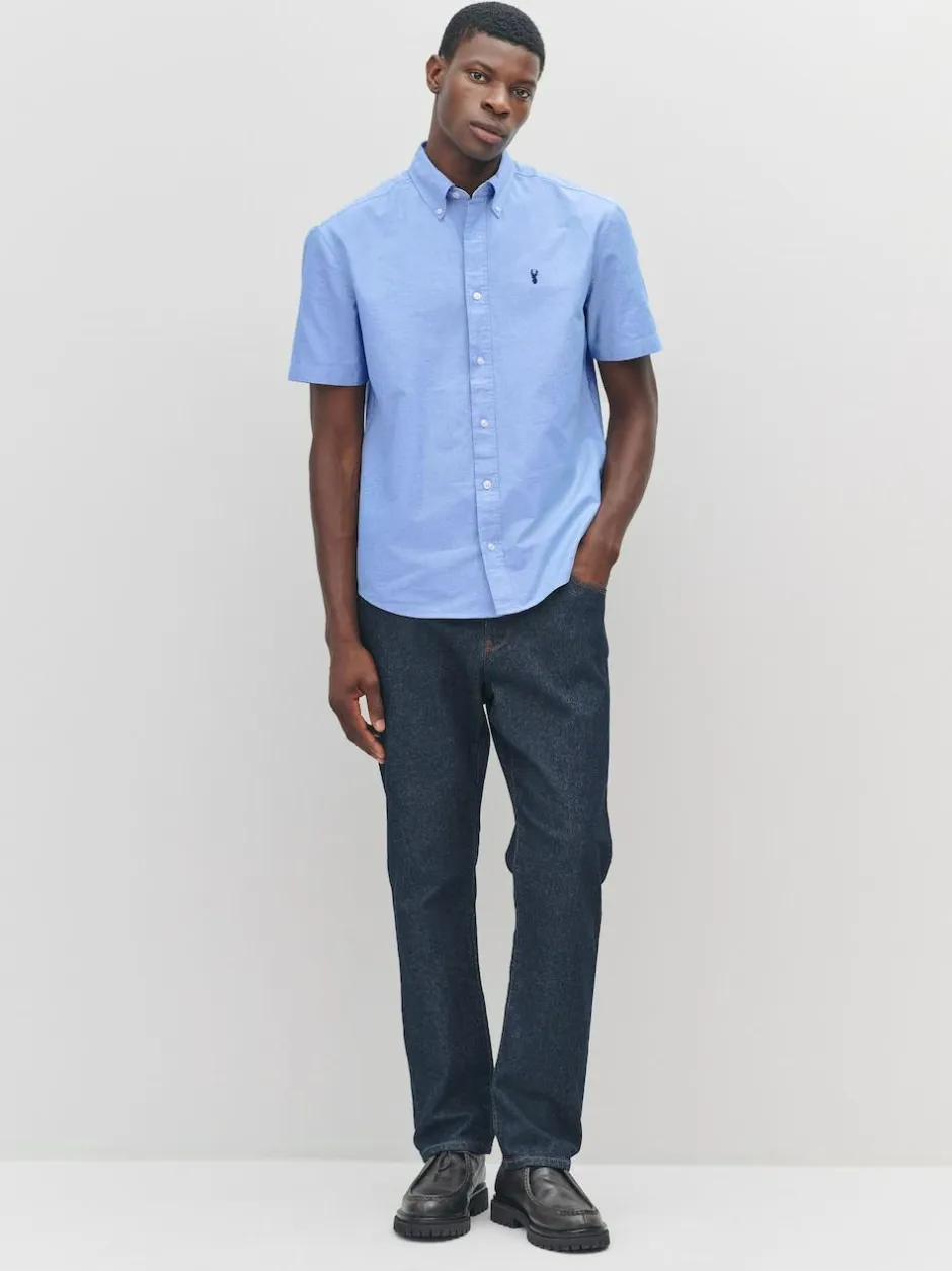 Next Light Blue Regular Fit Short Sleeve Oxford Shirt Sale