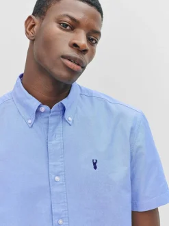 Next Light Blue Regular Fit Short Sleeve Oxford Shirt Sale