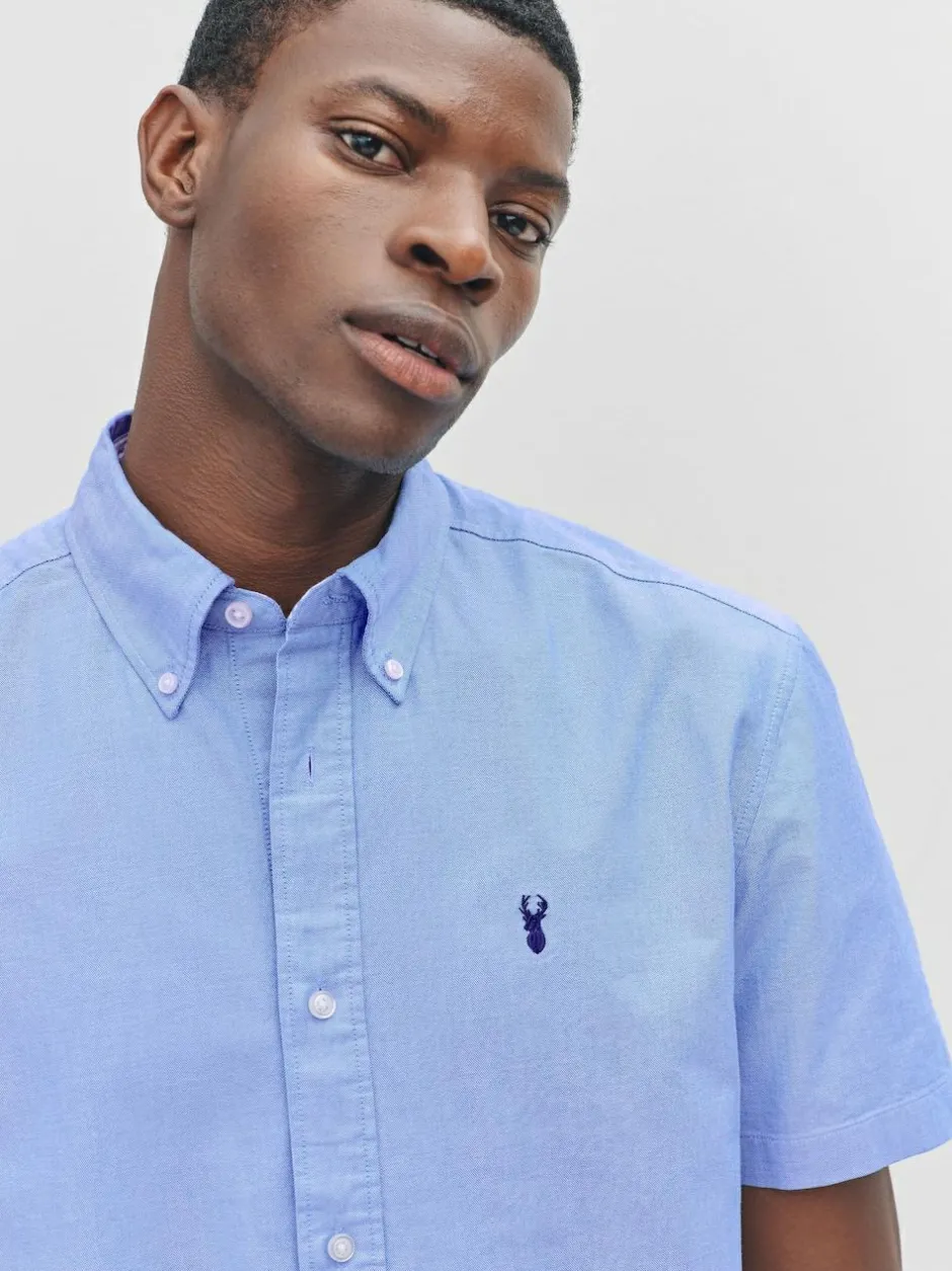 Next Light Blue Regular Fit Short Sleeve Oxford Shirt Sale